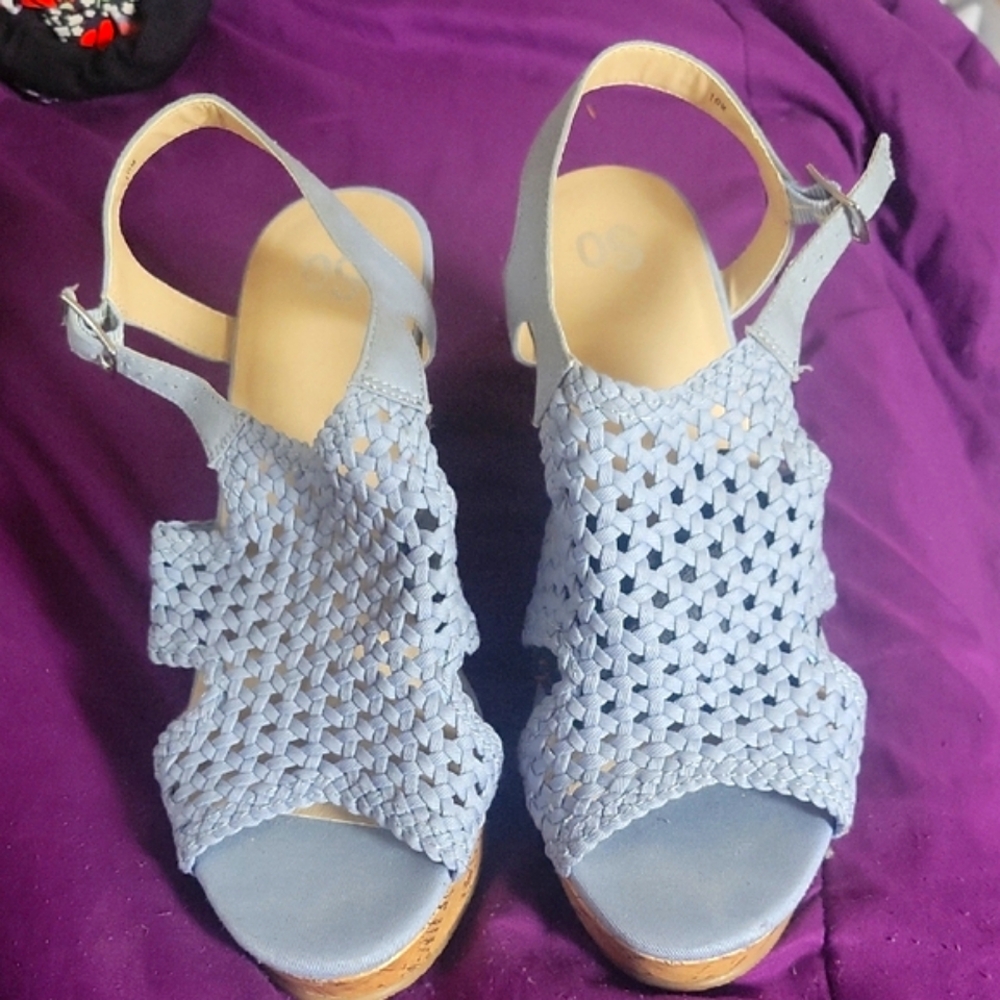 So Blue Wedge Sandles